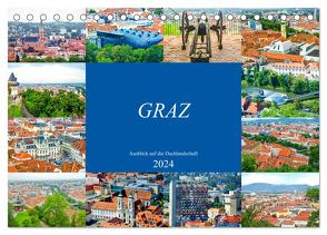 Graz – Ausblick auf die Dachlandschaft (Tischkalender 2024 DIN A5 quer), CALVENDO Monatskalender von Schwarze,  Nina