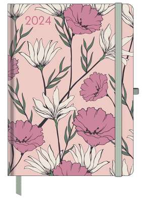GreenLine Diary Floral 2024 – Buchkalender – Taschenkalender – 16×22