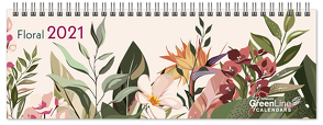 GreenLine Floral 2021 – Tischquerkalender – Tischkalender – Blumen – 29,7×10,5
