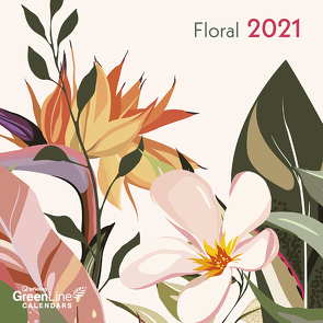 GreenLine Floral 2021 – Wandkalender – Mini-Broschürenkalender – 1,75×17,5 – 17,5×35 geöffnet – Blumen