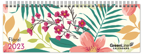 GreenLine Floral 2023 – Tischquerkalender – Tischkalender – Blumen – 29,7×10,5