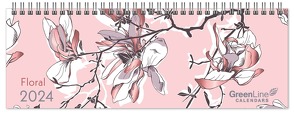 GreenLine Floral 2024 – Tischquerkalender – Tischkalender – Blumen – 29,7×10,5