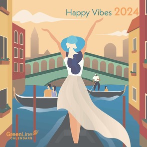 GreenLine Happy Vibes 2024 – Wand-Kalender – Broschüren-Kalender – 30×30 – 30×60 geöffnet