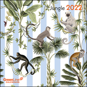 GreenLine Jungle 2022- Wand-Kalender – Mini-Broschürenkalender – 17,5×17,5 – 17,5×35 geöffnet