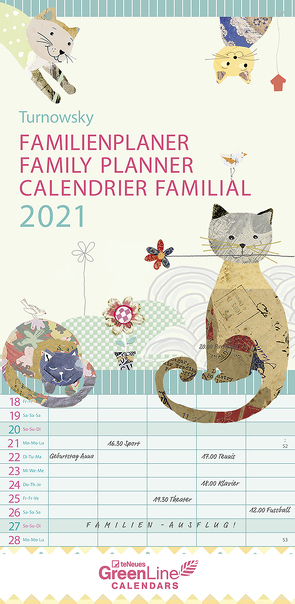 GreenLine Turnowsky 2021 Familienplaner -Wandkalender – Familien-Kalender – 22×45