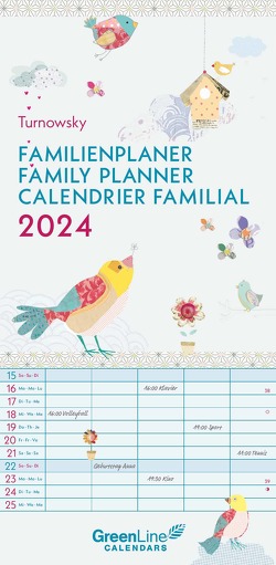 GreenLine Turnowsky 2024 Familienplaner -Wandkalender – Familien-Kalender – 22×45