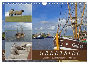 GREETSIEL – Schafe – Krabbenkutter – Möwen (Wandkalender 2024 DIN A4 quer), CALVENDO Monatskalender von Braunleder,  Gisela