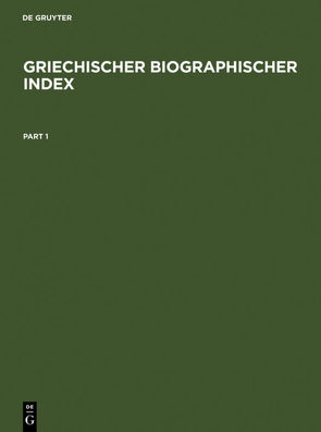 Griechischer Biographischer Index von Schmuck,  Hilmar
