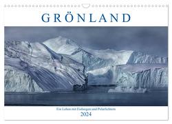 Grönland, ein Leben mit Eisbergen und Polarlichtern (Wandkalender 2024 DIN A3 quer), CALVENDO Monatskalender von Kruse,  Joana