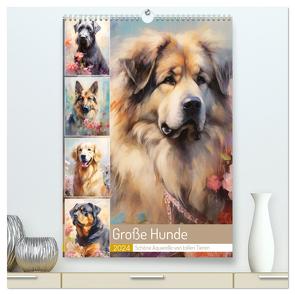 Große Hunde. Schöne Aquarelle von tollen Tieren (hochwertiger Premium Wandkalender 2024 DIN A2 hoch), Kunstdruck in Hochglanz von Hurley,  Rose