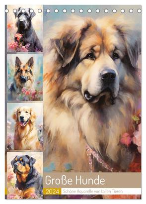 Große Hunde. Schöne Aquarelle von tollen Tieren (Tischkalender 2024 DIN A5 hoch), CALVENDO Monatskalender von Hurley,  Rose