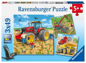 Ravensburger Kinderpuzzle – 08012 Große Maschinen – Puzzle für Kinder ab 5 Jahren, Puzzle mit 3×49 Teilen von Bayer Design