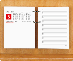 Großer Umlege-Kalender 2023 – 10,5×14,2 cm – 1 Tag auf 2 Seiten – zum Einheften – Bürokalender mit 2-fach Lochung – Stundeneinteilung von 7 – 20 Uhr – 338-0000