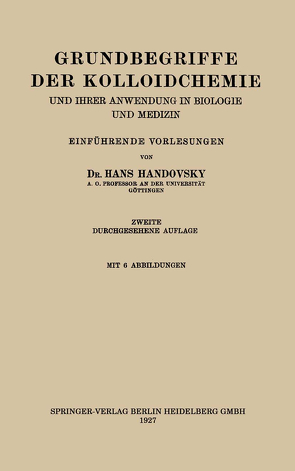 Grundbegriffe der Kolloidchemie von Handovsky,  Hans