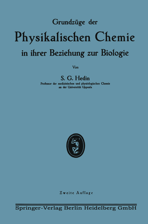 Grundzüge der Physikalischen Chemie in ihrer Beziehung zur Biologie von Hedin,  Sven Gustaf