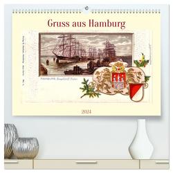 Gruss aus Hamburg (hochwertiger Premium Wandkalender 2024 DIN A2 quer), Kunstdruck in Hochglanz von von Loewis of Menar,  Henning