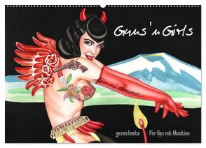 Guns `n Girls – gezeichnete Pin-Ups mit Munition (Wandkalender 2024 DIN A2 quer), CALVENDO Monatskalender von Horwath,  Sara