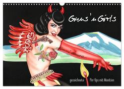 Guns `n Girls – gezeichnete Pin-Ups mit Munition (Wandkalender 2024 DIN A3 quer), CALVENDO Monatskalender von Horwath,  Sara