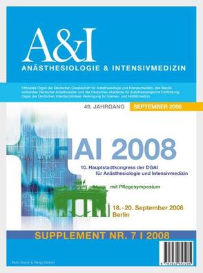 HAI Abstractband 2008 von Berufsverband Deutscher Anästhesisten, Deutsche Akademie f. Anästhesiologische Fortbildung