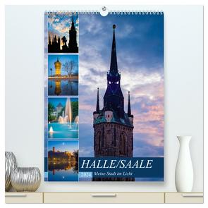 Halle/Saale – Meine Stadt im Licht (hochwertiger Premium Wandkalender 2024 DIN A2 hoch), Kunstdruck in Hochglanz von Wasilewski,  Martin