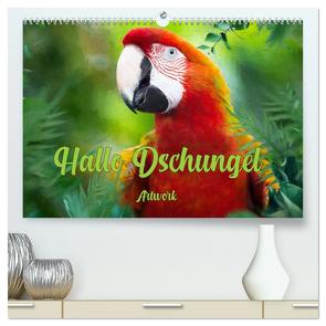 Hallo Dschungel – Artwork (hochwertiger Premium Wandkalender 2024 DIN A2 quer), Kunstdruck in Hochglanz von Brunner-Klaus,  Liselotte