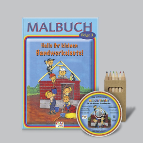 Hallo ihr kleinen Handwerksleute! – Malen-Lesen-Hören (Malbuch-Set)