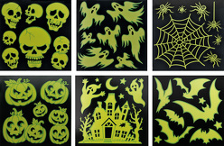 Halloween 6er-Sparset Grusel-Deko Sticker Spuck Festerdekoration