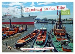 Hamburg an der Elbe – Impressionen eines Sommertages in der Hansestadt (Wandkalender 2024 DIN A2 quer), CALVENDO Monatskalender von Felix,  Holger