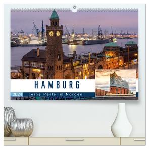 Hamburg eine Perle im Norden (hochwertiger Premium Wandkalender 2024 DIN A2 quer), Kunstdruck in Hochglanz von Widerstein,  Stefan