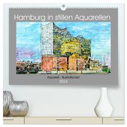 Hamburg in stillen Aquarellen (hochwertiger Premium Wandkalender 2024 DIN A2 quer), Kunstdruck in Hochglanz von Kraus,  Gerhard
