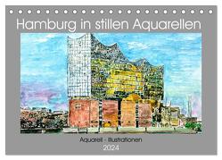 Hamburg in stillen Aquarellen (Tischkalender 2024 DIN A5 quer), CALVENDO Monatskalender von Kraus,  Gerhard