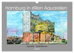Hamburg in stillen Aquarellen (Wandkalender 2024 DIN A3 quer), CALVENDO Monatskalender von Kraus,  Gerhard