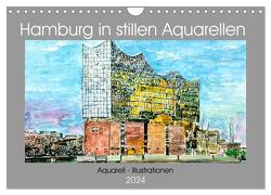 Hamburg in stillen Aquarellen (Wandkalender 2024 DIN A4 quer), CALVENDO Monatskalender von Kraus,  Gerhard