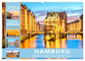 HAMBURG – Maritime Metropole (Wandkalender 2024 DIN A2 quer), CALVENDO Monatskalender von VISUAL,  Globe