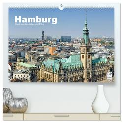 Hamburg Stadt an der Alster und Elbe (hochwertiger Premium Wandkalender 2024 DIN A2 quer), Kunstdruck in Hochglanz von Voigt,  Andreas