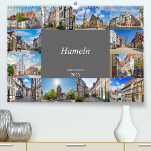 Hameln Stadtansichten (Premium, hochwertiger DIN A2 Wandkalender 2023, Kunstdruck in Hochglanz) von Meutzner,  Dirk