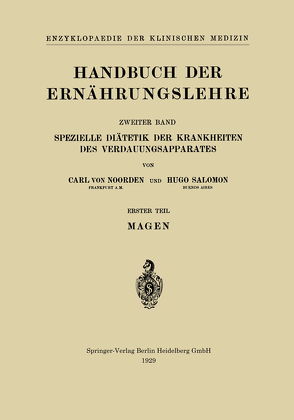 Handbuch der Ernährungslehre von Salomon,  Hugo, von Noorden,  Carl