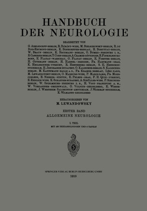 Handbuch der Neurologie von Abelsdorff,  G., Bumke,  Oswald, Lewandowsky,  M.