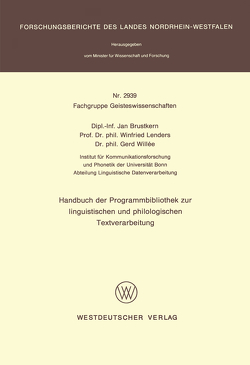 Handbuch der Programmbibliothek zur linguistischen und philologischen Textverarbeitung von Brustkern,  Jan
