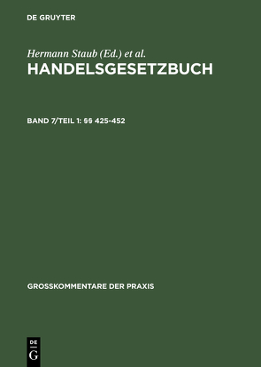 Handelsgesetzbuch / §§ 425-452 von Helm,  Johann Georg, Kluge,  Volker
