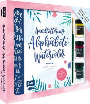 Handlettering Alphabete Watercolor – Das Starter-Set – Feine Buchstaben mit Pinsel und Brush Pen von Janssen,  Martina Johanna