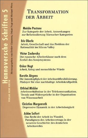 Hannoversche Schriften / Hannoversche Schriften von Claussen,  Detlev, Jürgens,  Kerstin, Mickler,  Otfried, Morgenroth,  Christine, Negt,  Oskar, Werz,  Michael