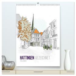 HATTINGEN GEZEICHNET (hochwertiger Premium Wandkalender 2024 DIN A2 hoch), Kunstdruck in Hochglanz