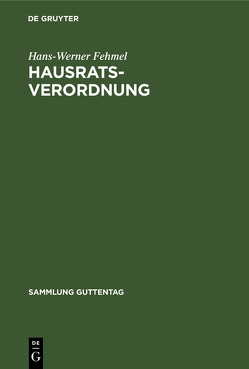 Hausratsverordnung von Fehmel,  Hans-Werner