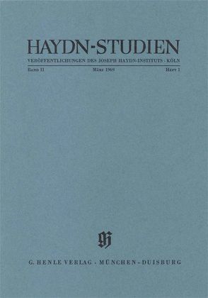 Haydn Studien. Veröffentlichungen des Joseph Haydn-Instituts Köln. Band II, Heft 1, März 1969 von Gerlach,  Sonja, Mörner,  C.-G. Stellan