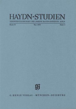 Haydn-Studien. Veröffentlichungen des Joseph Haydn-Instituts Köln. Band II, Heft 3, Mai 1970 von Becker-Glauch,  Irmgard, Nowak,  Leopold