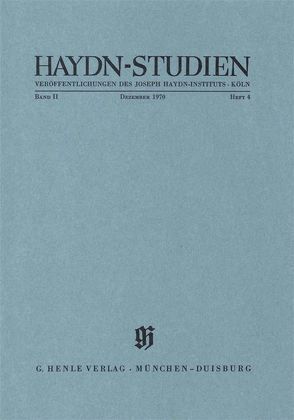 Haydn Studien. Veröffentlichungen des Joseph Haydn-Instituts Köln. Band II, Heft 4, Dezember 1970 von Feder,  Georg, Schmid,  Ernst F., Walter,  Horst