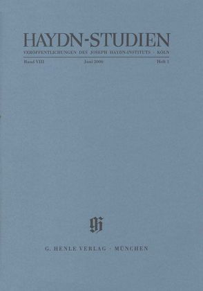 Haydn-Studien. Veröffentlichungen des Joseph Haydn-Instituts Köln. Band VIII, Heft 1, Juni 2000 von Gerlach,  Sonja, Raabe,  Günter, Scheideler,  Ullrich