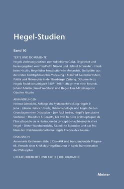 Hegel-Studien Band 10 von Nicolin,  Friedhelm, Pöggeler,  Otto