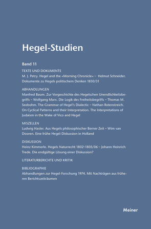 Hegel-Studien Band 11 von Nicolin,  Friedhelm, Pöggeler,  Otto